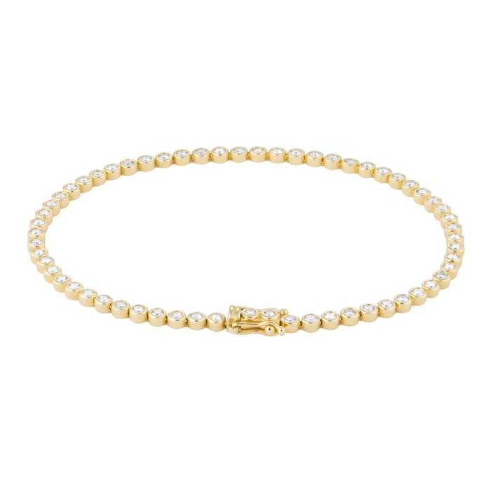 Goldsmiths 18ct Yellow Gold 1.50ct Diamond Bezel Line Bracelet