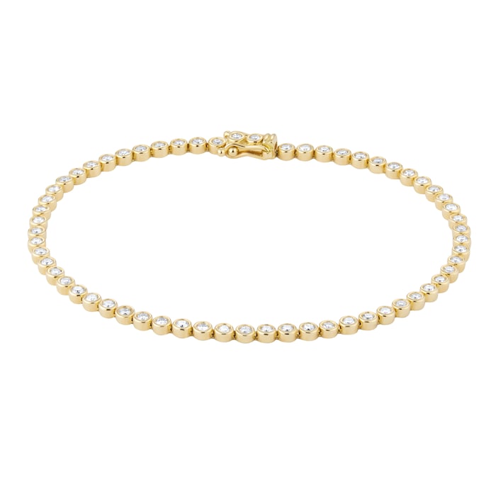 Goldsmiths 18ct Yellow Gold 1.50ct Diamond Bezel Line Bracelet