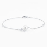 Mappin & Webb 18ct White Gold 7-7.5mm Akoya Pearl & 0.10cttw Diamond Bracelet