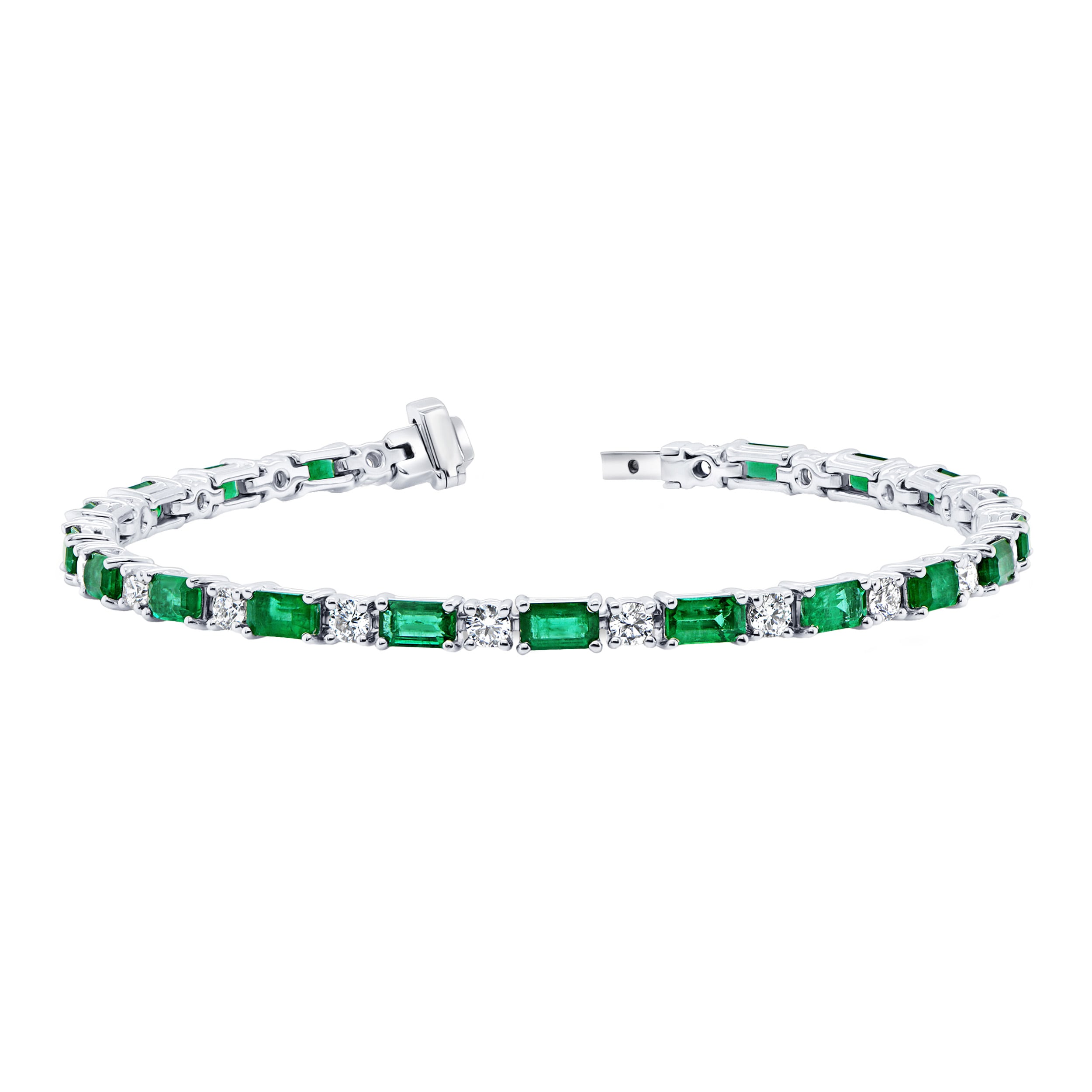 18ct White Gold Emerald & 1.78cttw Diamond Bracelet