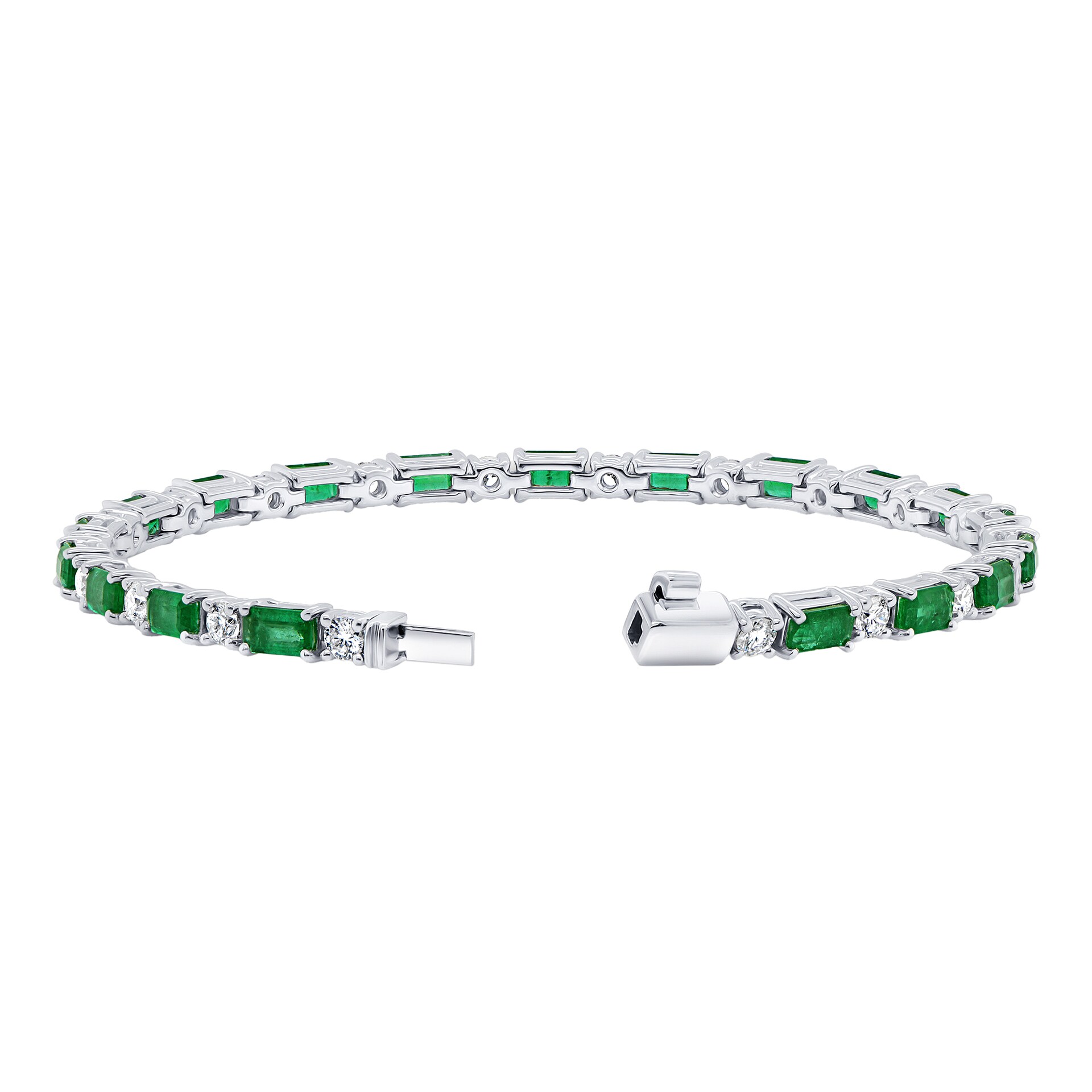 Mappin & Webb 18ct White Gold Emerald & 1.78cttw Diamond Bracelet
