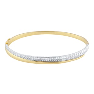 Goldsmiths 18ct Yellow and White Gold 1.00cttw Diamond Bypass Bangle