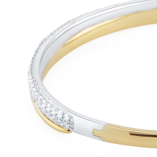 Goldsmiths 18ct Yellow and White Gold 1.00cttw Diamond Bypass Bangle