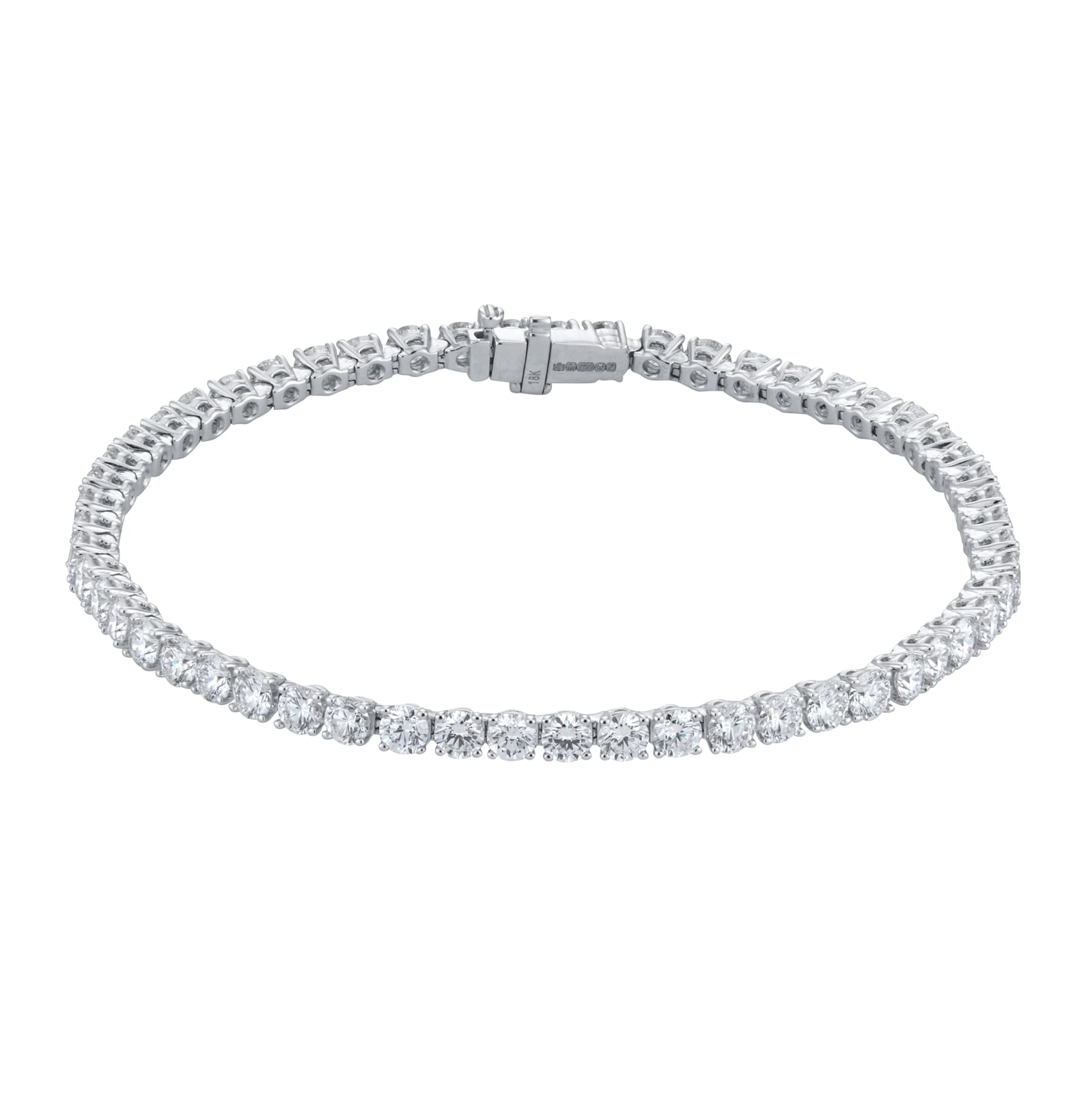 Goldsmiths 18ct White Gold 6.91cttw Brilliant Cut Diamond Line Bracelet Goldsmiths 18ct White Gold 6.91cttw Brilliant Cut Diamond Line Bracelet