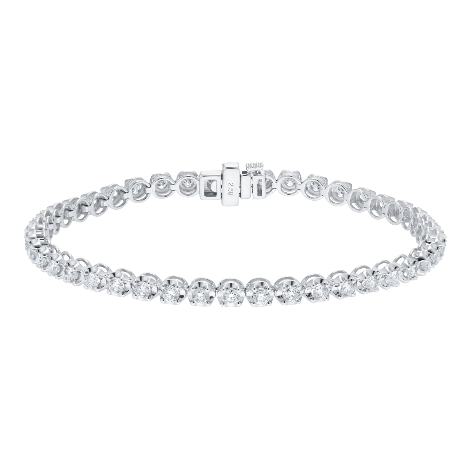 Best Luxury 
18ct White Gold 2.50cttw Brilliant Cut Diamond Line Bracelet