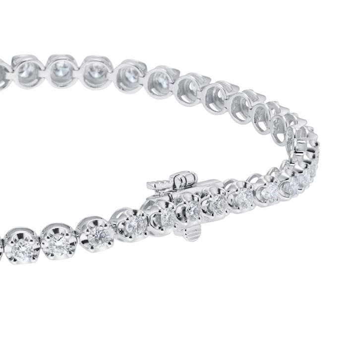 Goldsmiths 18ct White Gold 2.50cttw Brilliant Cut Diamond Line Bracelet