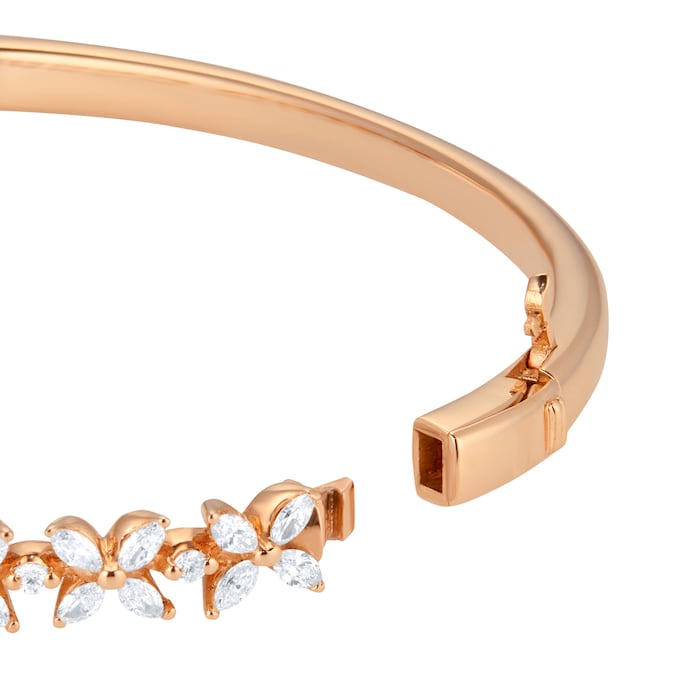 Goldsmiths 18ct Rose Gold 1.87cttw Marquise Cut Diamond Floral Bangle