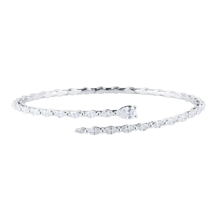 Goldsmiths 18ct White Gold 1.84cttw Marquise Cut Diamond Bangle