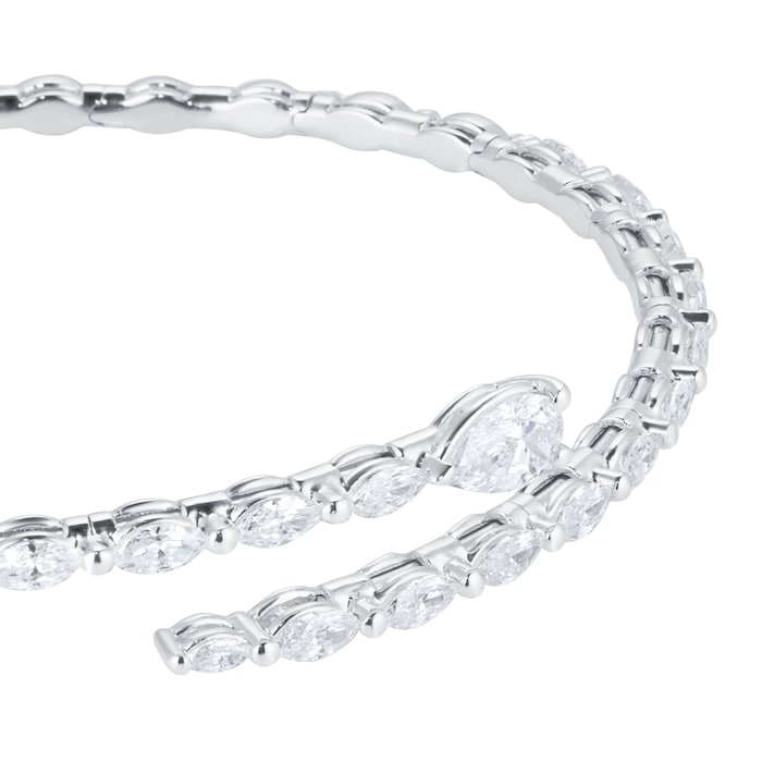 Goldsmiths 18ct White Gold 1.84cttw Marquise Cut Diamond Bangle