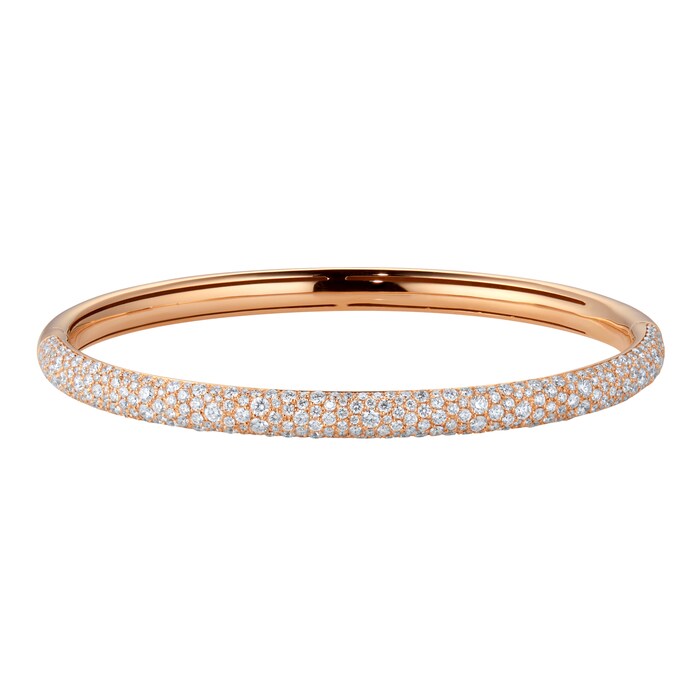 Goldsmiths 18ct Rose Gold 2.76cttw Brilliant Cut Pave Diamond Bangle