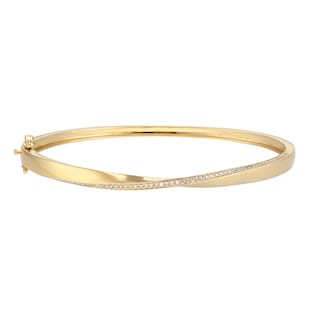 Best Luxury 
9ct Yellow Gold 0.33cttw Diamond Twist Hinged Bangle