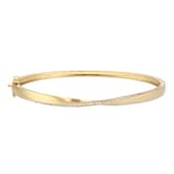 Goldsmiths 9ct Yellow Gold 0.33cttw Diamond Twist Hinged Bangle