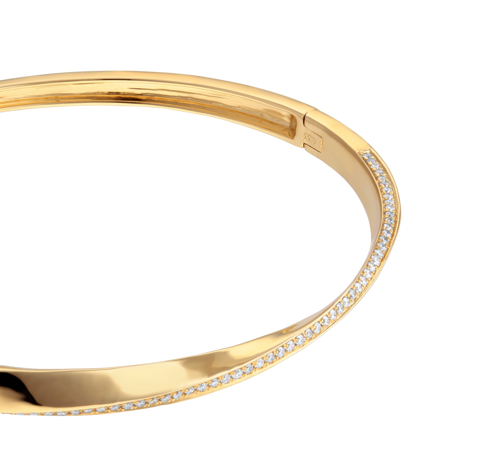 Goldsmiths 9ct Yellow Gold 0.33cttw Diamond Twist Hinged Bangle