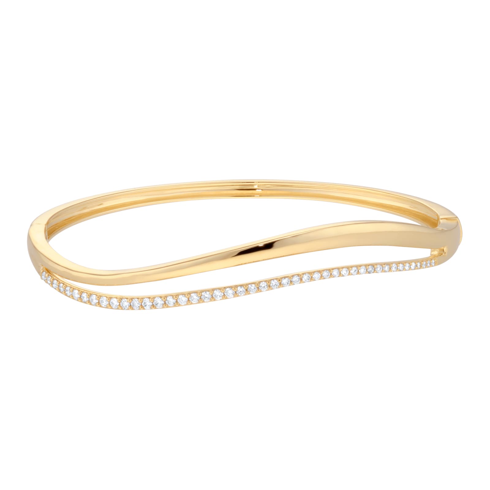 Goldsmiths 9ct Yellow Gold 0.12cttw Diamond Double Wave Bangle