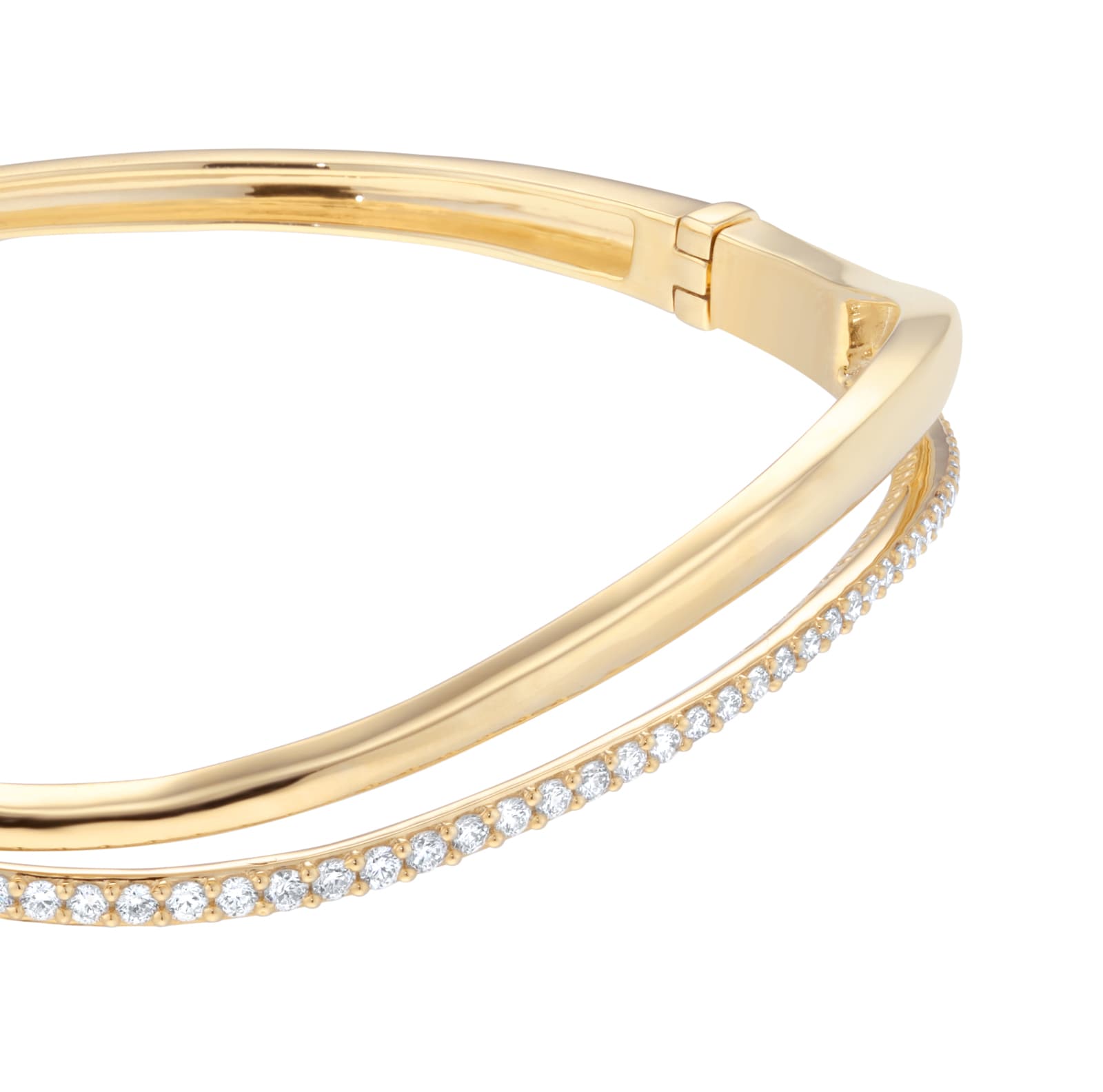 Goldsmiths 9ct Yellow Gold 0.12cttw Diamond Double Wave Bangle