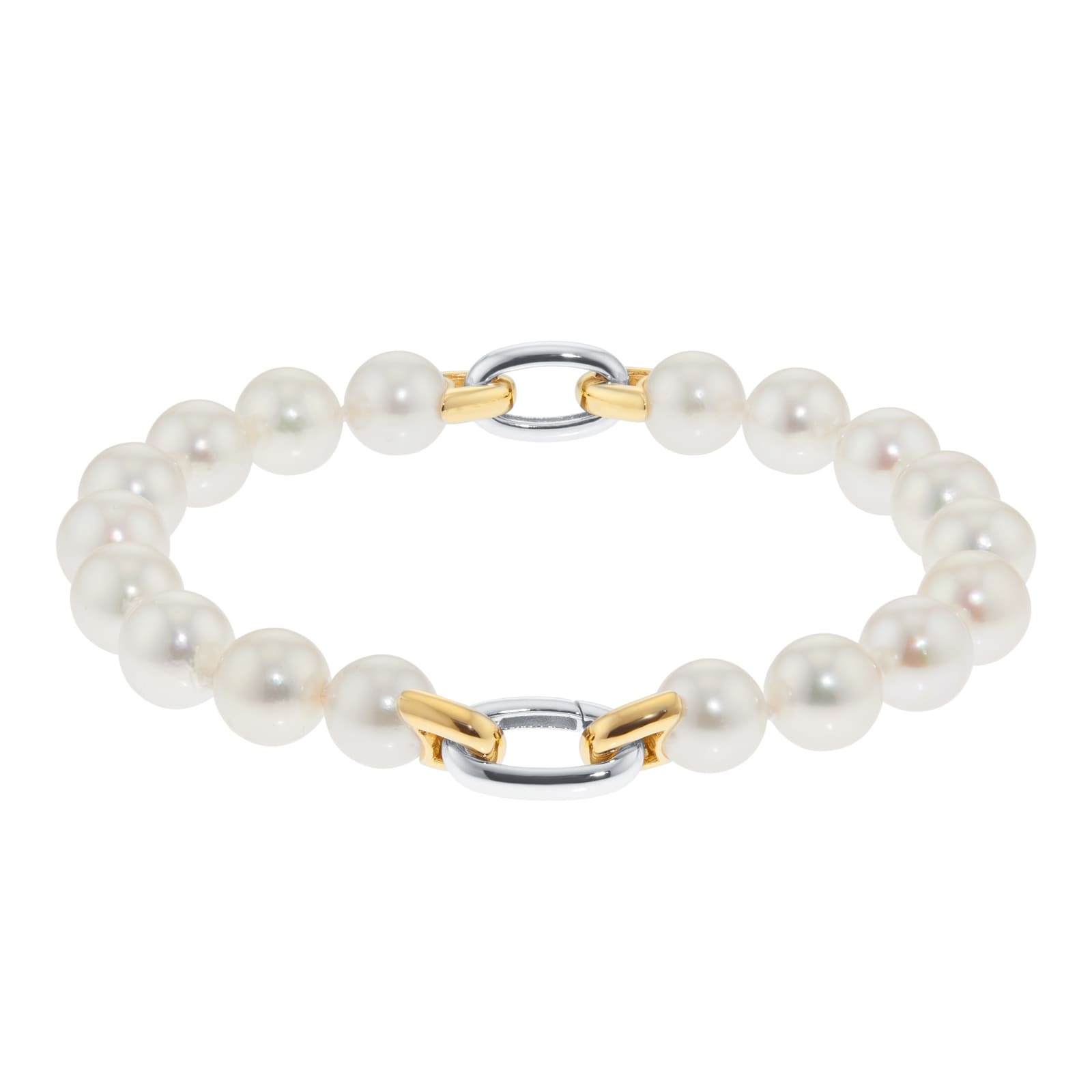 Mappin 
Webb 18ct Yellow 
White 7.5x8mm Akoya Pearl Bracelet