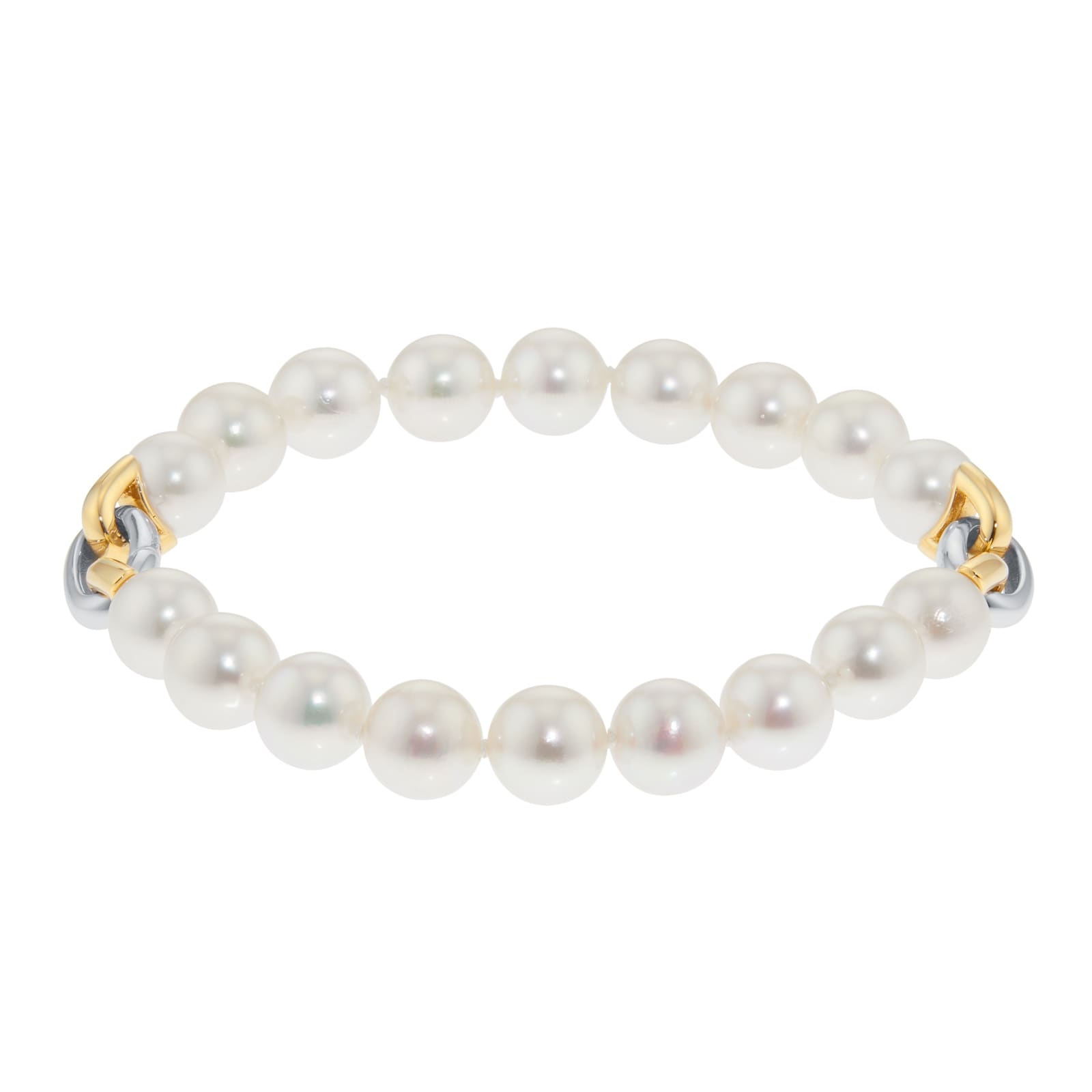 Mappin 
Webb 18ct Yellow 
White 7.5x8mm Akoya Pearl Bracelet