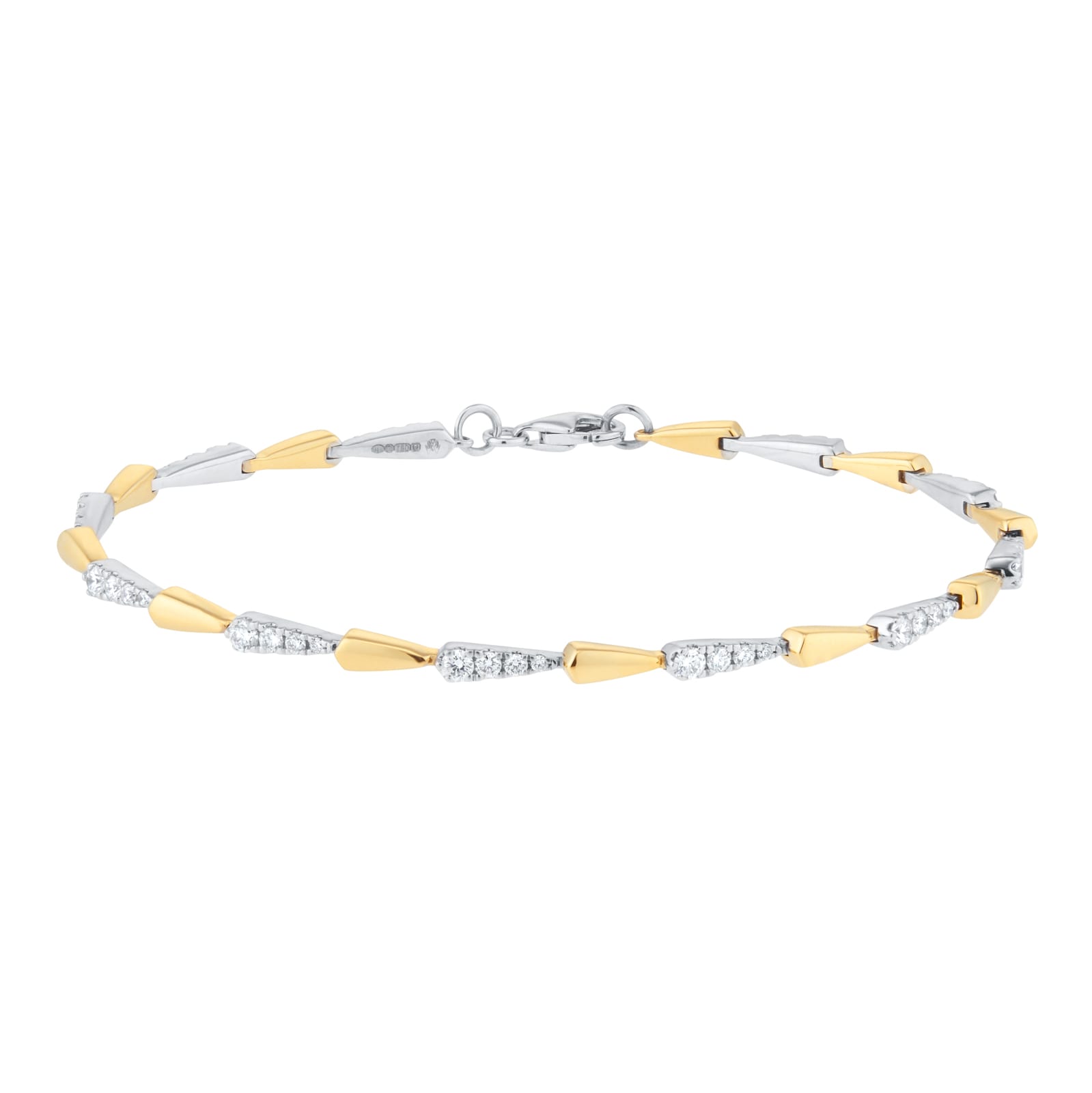 Mappin & Webb 18ct Yellow & White Gold 0.87cttw Diamond Pave Link Bracelet