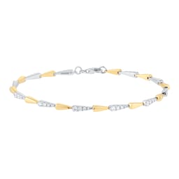12111176 - 18ct Yellow & White Gold 0.87cttw Diamond Pave Link Bracelet