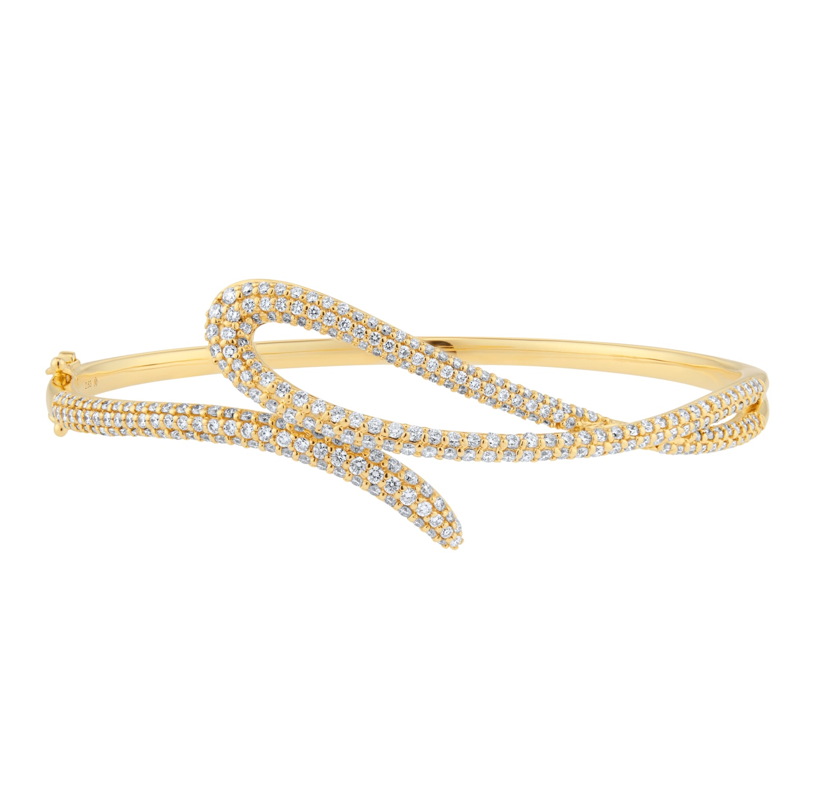 Mappin & Webb Libretto 18ct Yellow Gold 2.62cttw Diamond Pave Knot Bangle