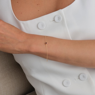 Goldsmiths 9ct Yellow Gold Garnet Birthstone Bracelet