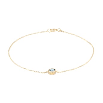 9ct Yellow Gold Aquamarine Birthstone Bracelet 