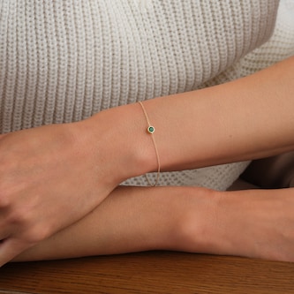 Goldsmiths 9ct Yellow Gold Emerald Birthstone Bracelet