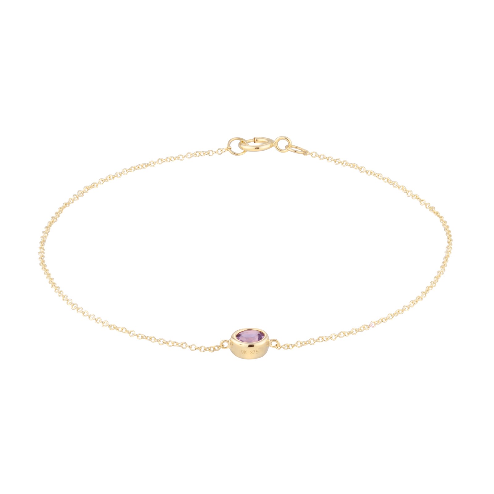 Goldsmiths 9ct Yellow Gold Pink Amethyst Birthstone Bracelet