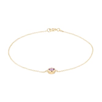 Goldsmiths 9ct Yellow Gold Pink Amethyst Birthstone Bracelet