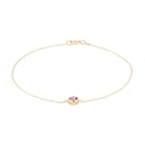 Goldsmiths 9ct Yellow Gold Pink Amethyst Birthstone Bracelet