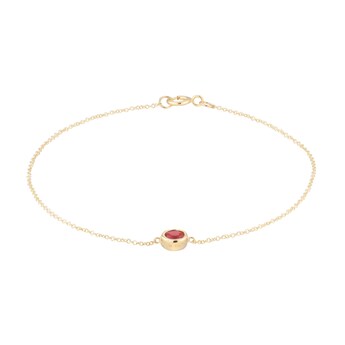 9ct Yellow Gold Ruby Birthstone Bracelet 