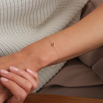 Goldsmiths 9ct Yellow Gold Ruby Birthstone Bracelet