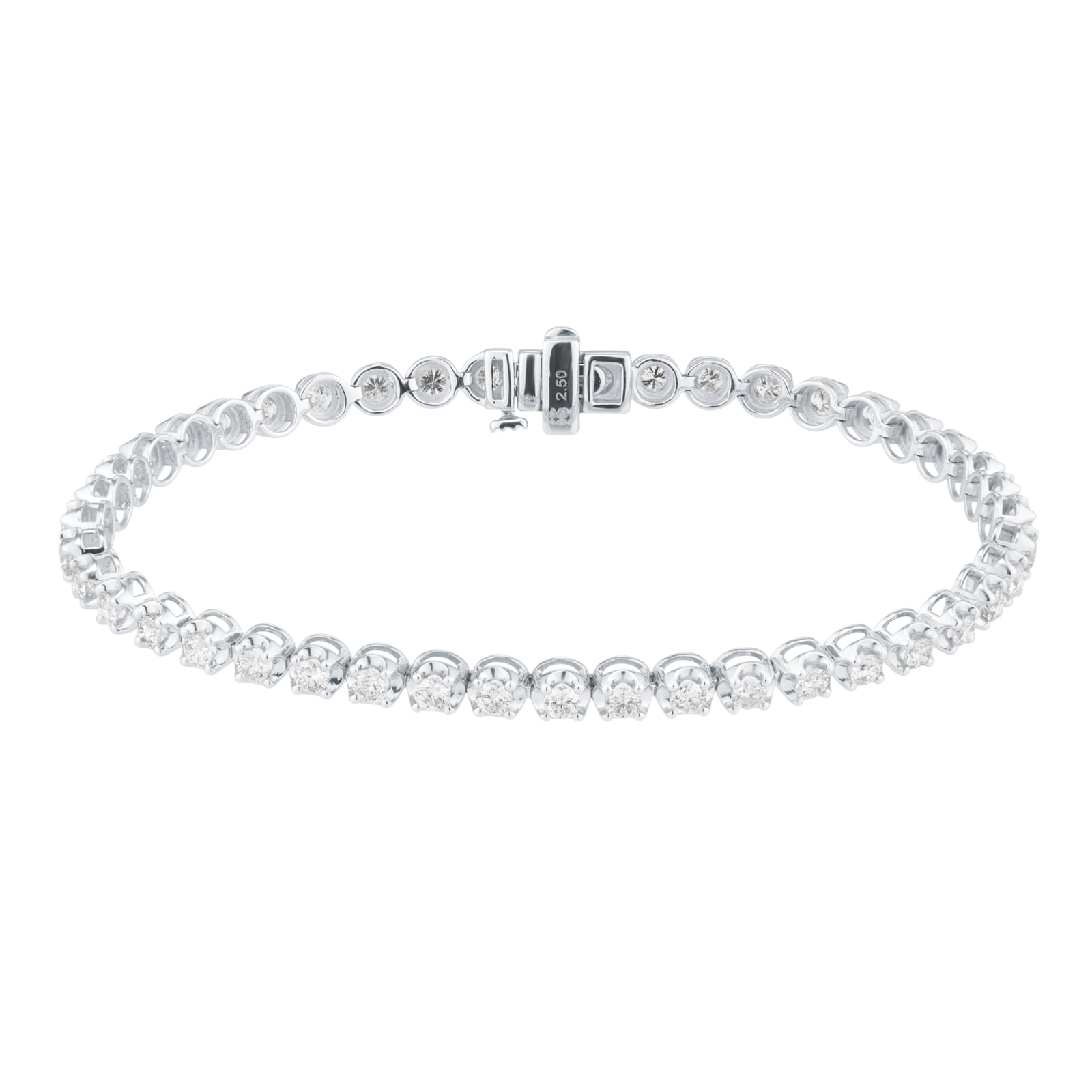 Goldsmiths 9ct White Gold 2.50cttw Brilliant Cut Diamond Line Bracelet