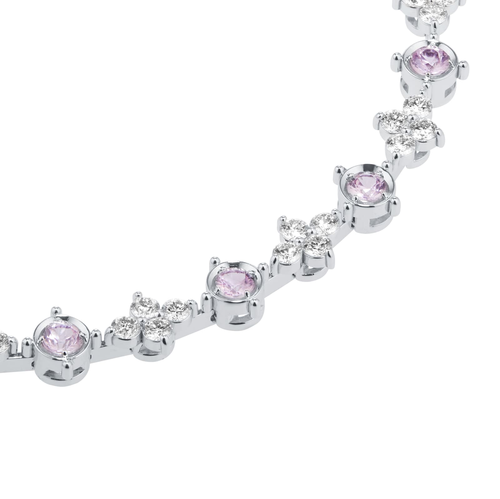 Mappin & Webb 18ct White Gold 1.40cttw Diamond & Pink Sapphire Bracelet