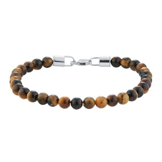 Mappin & Webb Sterling Silver & Tigers Eye Bead 8.75 Inch Bracelet