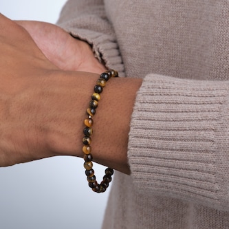 Mappin & Webb Sterling Silver & Tigers Eye Bead 8.75 Inch Bracelet