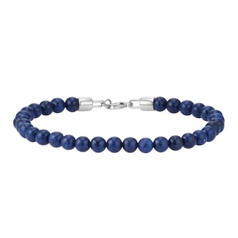 Mappin & Webb Sterling Silver & Blue Tigers Eye Bead 8.75 Inch Bracelet Mappin & Webb Sterling Silver & Blue Tigers Eye Bead 8.75 Inch Bracelet