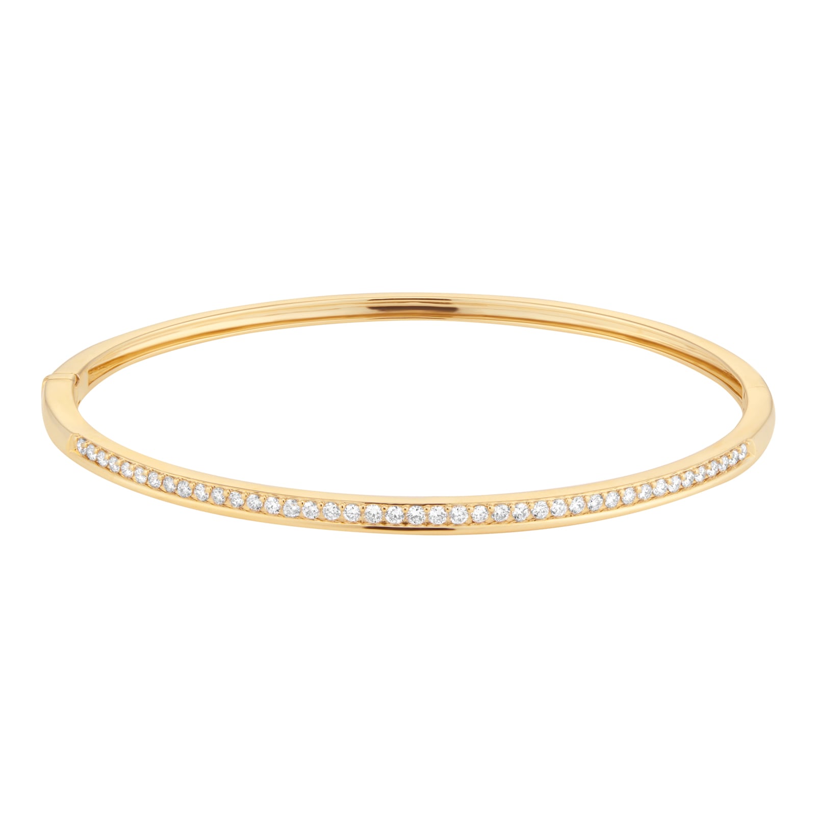 Goldsmiths 9ct Yellow Gold 0.70cttw Diamond and Plain Row Bangle Goldsmiths 9ct Yellow Gold 0.70cttw Diamond and Plain Row Bangle
