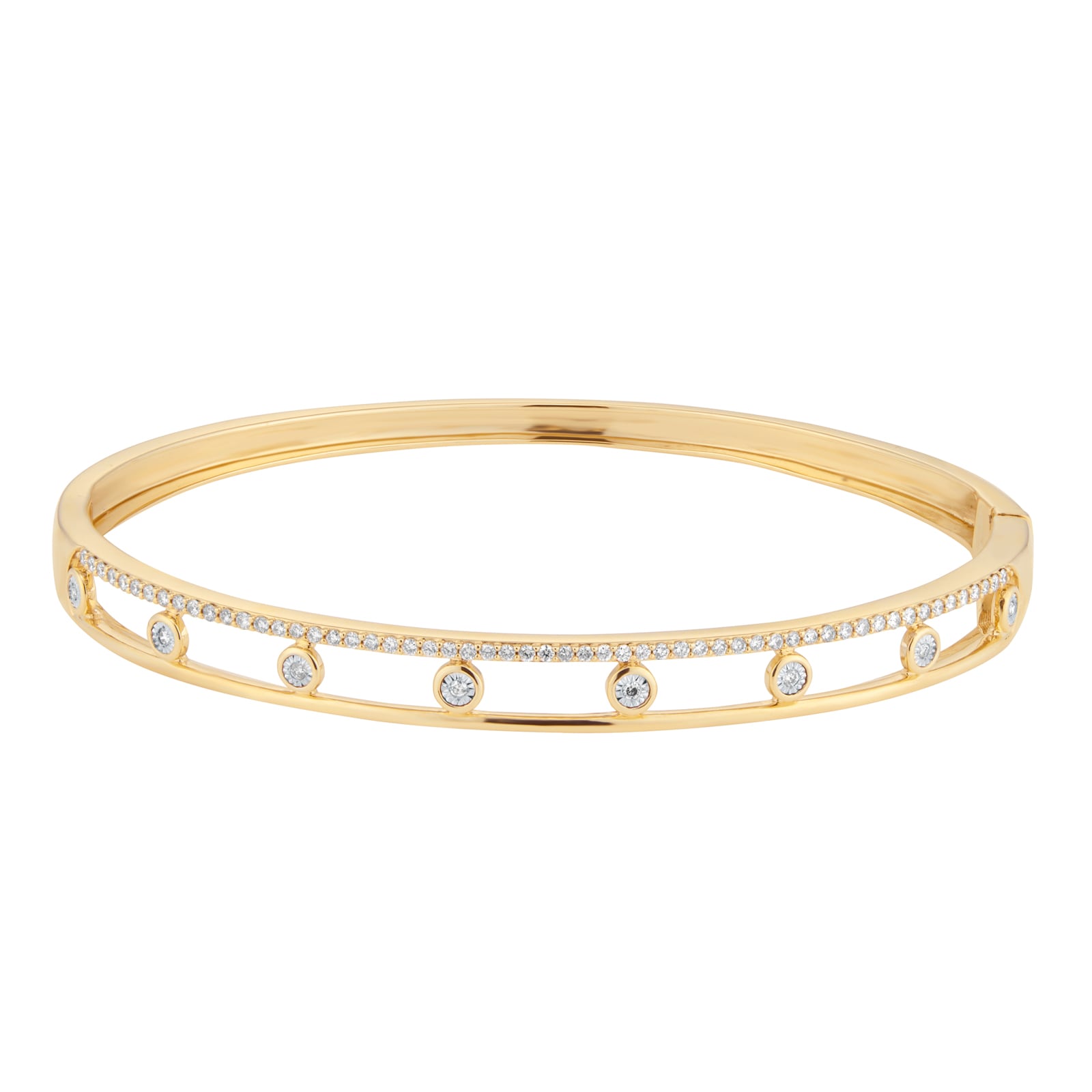 Goldsmiths 9ct Yellow Gold 0.40cttw Diamond Double Row Station Bangle Goldsmiths 9ct Yellow Gold 0.40cttw Diamond Double Row Station Bangle