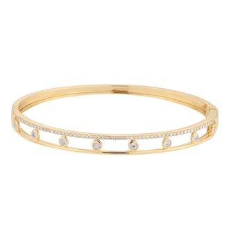 Goldsmiths 9ct Yellow Gold 0.40cttw Diamond Double Row Station Bangle Goldsmiths 9ct Yellow Gold 0.40cttw Diamond Double Row Station Bangle