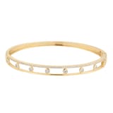 Goldsmiths 9ct Yellow Gold 0.40cttw Diamond Double Row Station Bangle