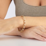 Goldsmiths 9ct Yellow Gold 0.40cttw Diamond Double Row Station Bangle