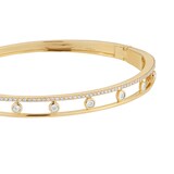 Goldsmiths 9ct Yellow Gold 0.40cttw Diamond Double Row Station Bangle