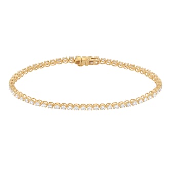 Goldsmiths 9ct Yellow Gold 2.00cttw Diamond Line Bracelet