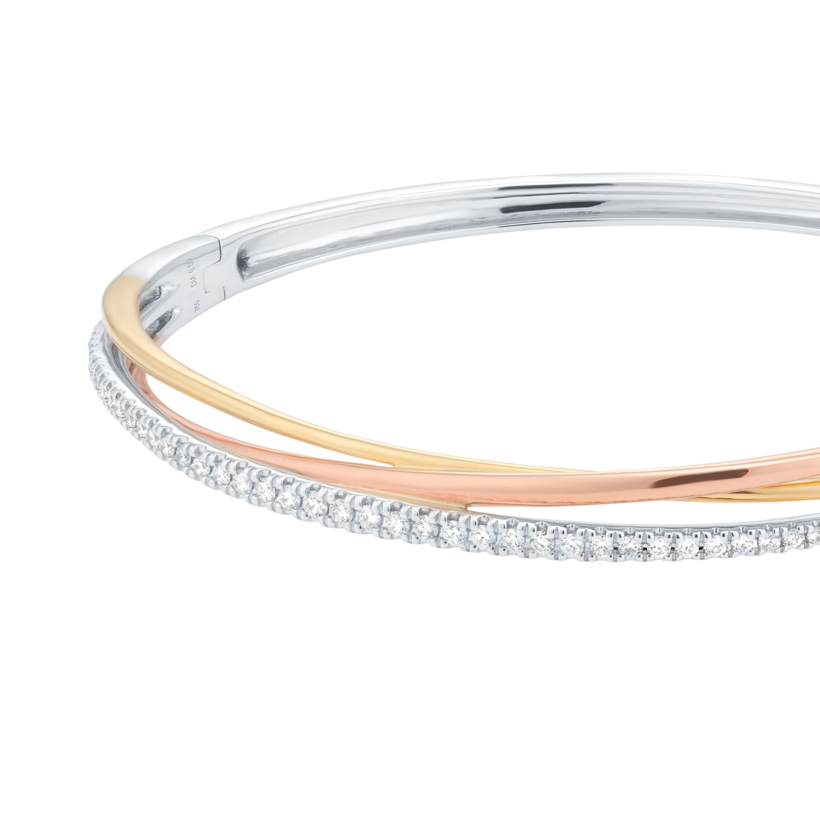 Goldsmiths 9ct Tri-Gold 0.50cttw Diamond Wave Bangle