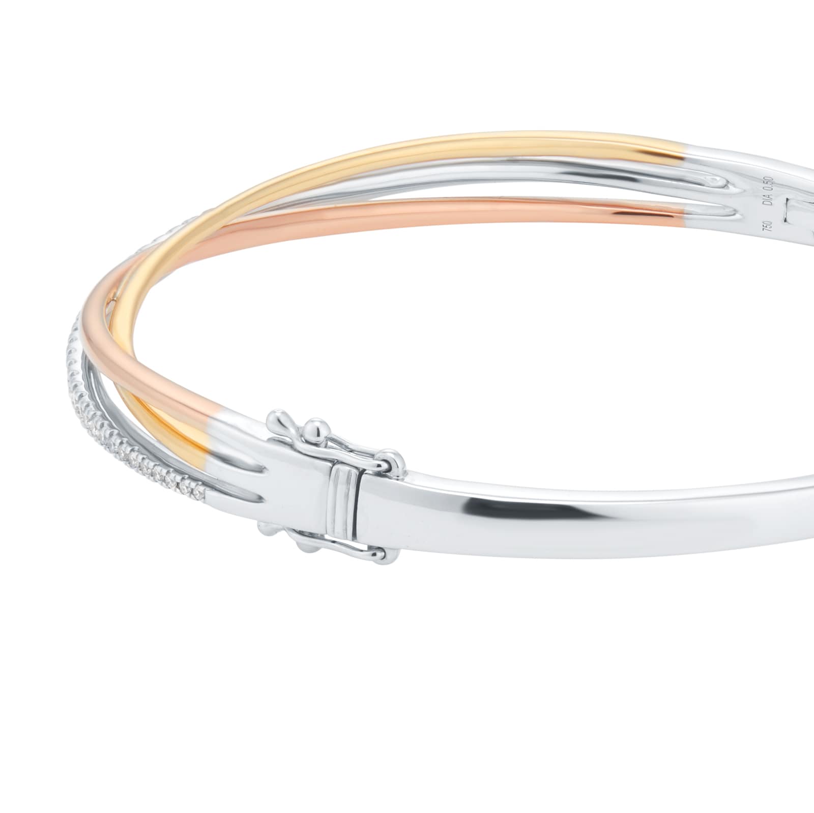Goldsmiths 9ct Tri-Gold 0.50cttw Diamond Wave Bangle