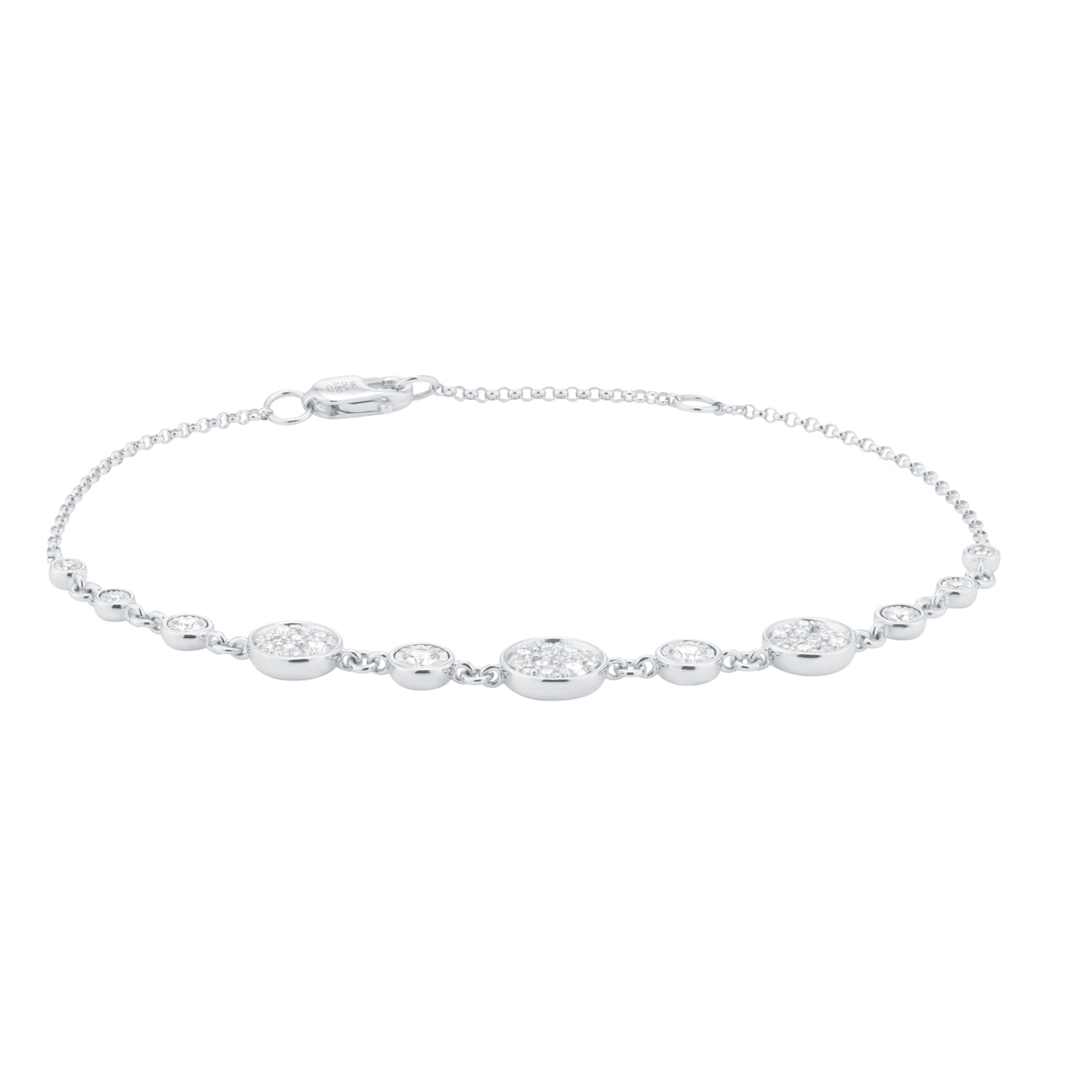 Goldsmiths 9ct White Gold 0.50cttw Diamond Cluster Bracelet Goldsmiths 9ct White Gold 0.50cttw Diamond Cluster Bracelet