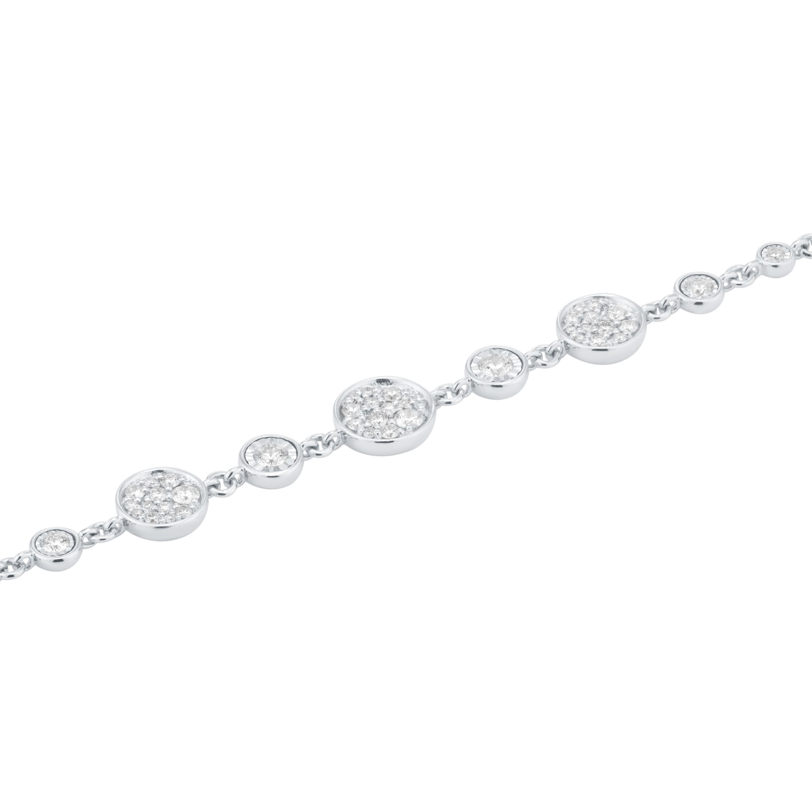 Goldsmiths 9ct White Gold 0.50cttw Diamond Cluster Bracelet Goldsmiths 9ct White Gold 0.50cttw Diamond Cluster Bracelet