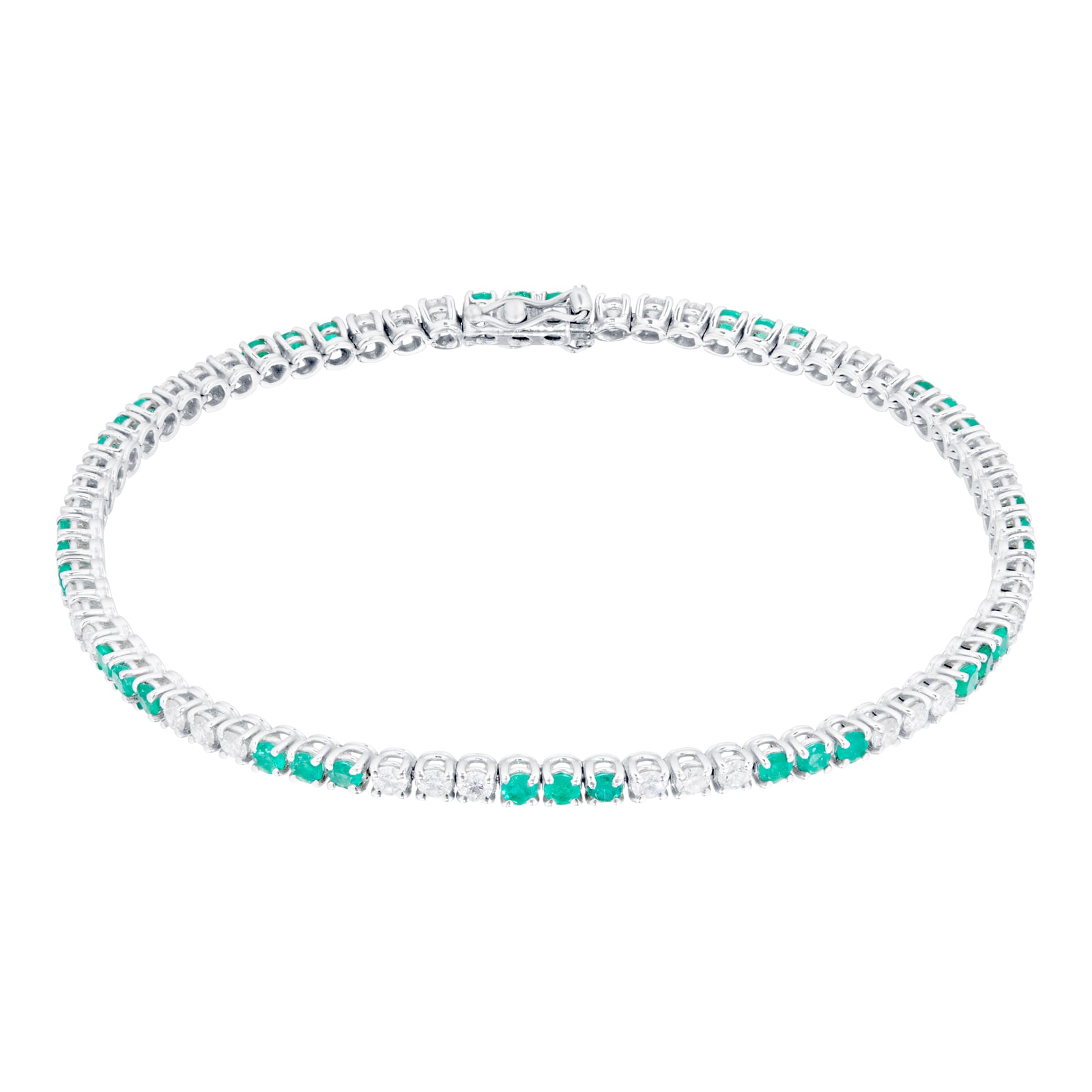 18ct White Gold Emerald & Diamond Bracelet