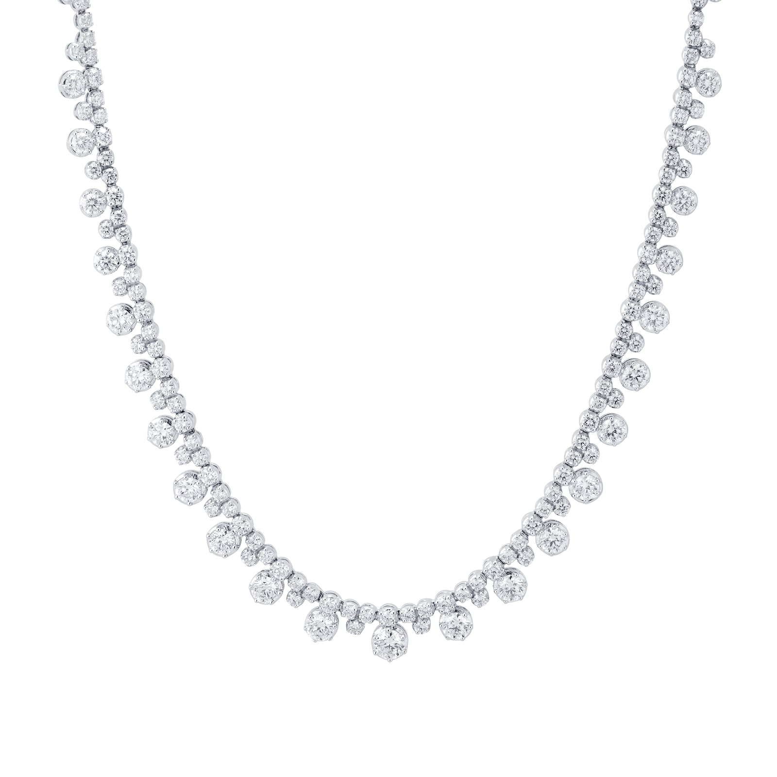 Mappin & Webb 18ct White Gold 14.66ct Diamond Floral Necklace 3E9987NW ...